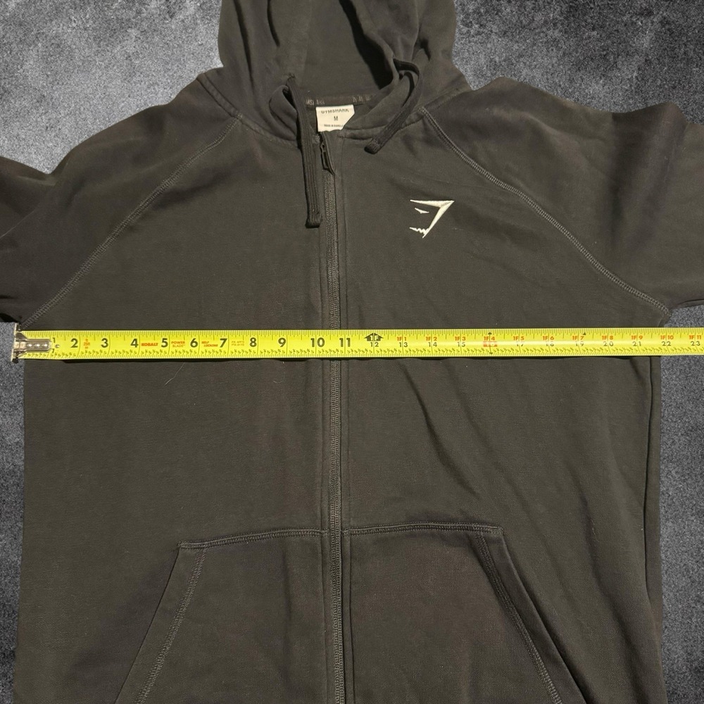 Gymshark Hoodie Mens Medium Black Full Zip Athletic Training Sweatshirt Gym Logo - Picture 4 of 5